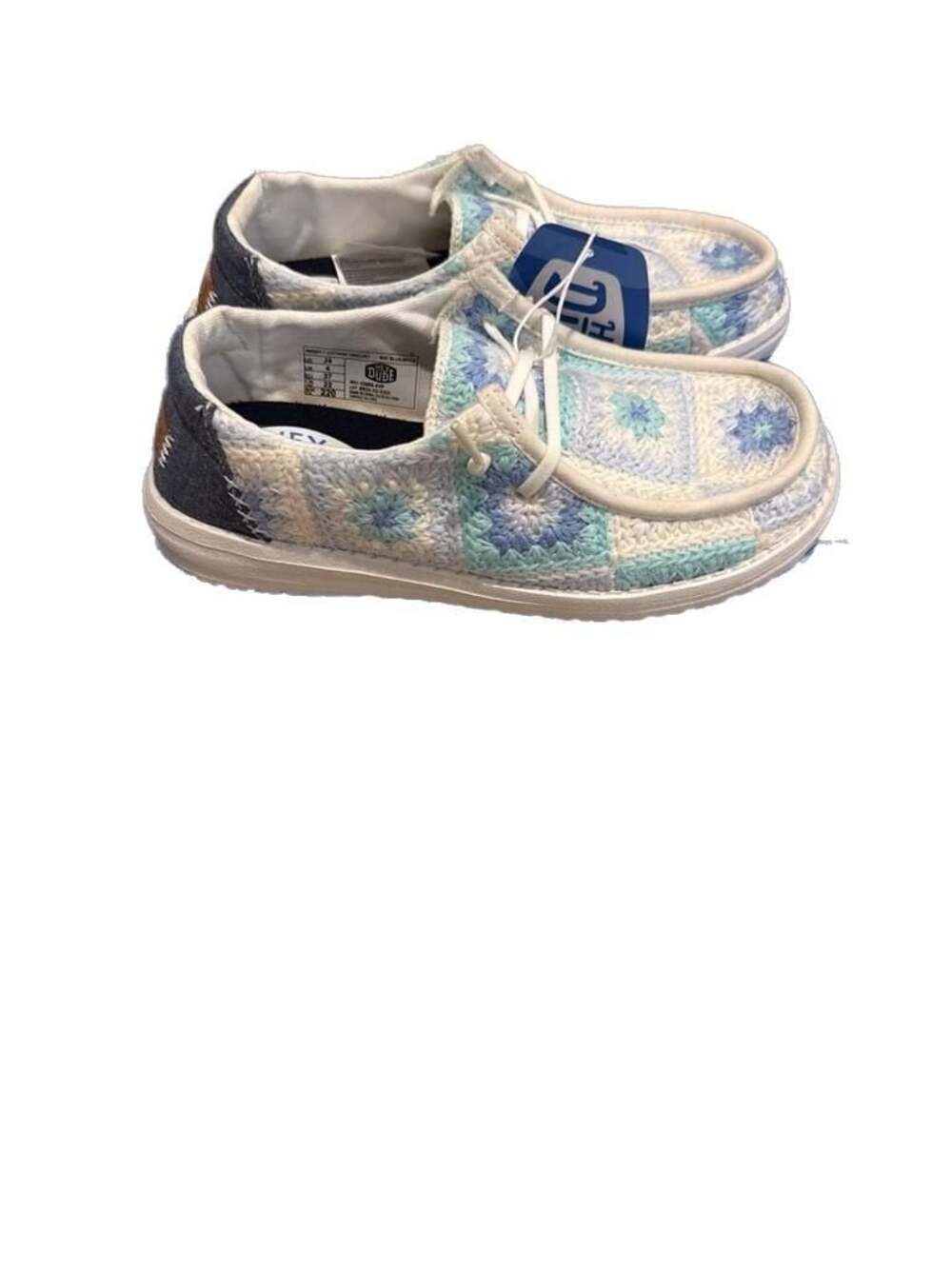 HEYDUDE Youth Wendy Cottage Crochet Slip-On Shoes in Bay Blue/Multi